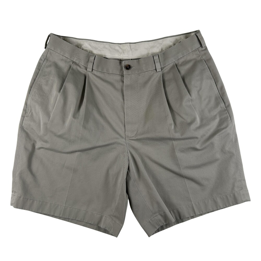Brooks Brothers 346 Advantage Chino Shorts Mens 36 Beige Pleated Cotton Classic
